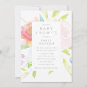 Baby shower Invitation Bright Floral Waterverf Kaart (Voorkant)