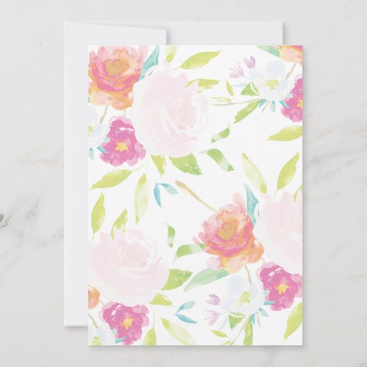 Baby shower Invitation Bright Floral Waterverf Kaart (Achterkant)