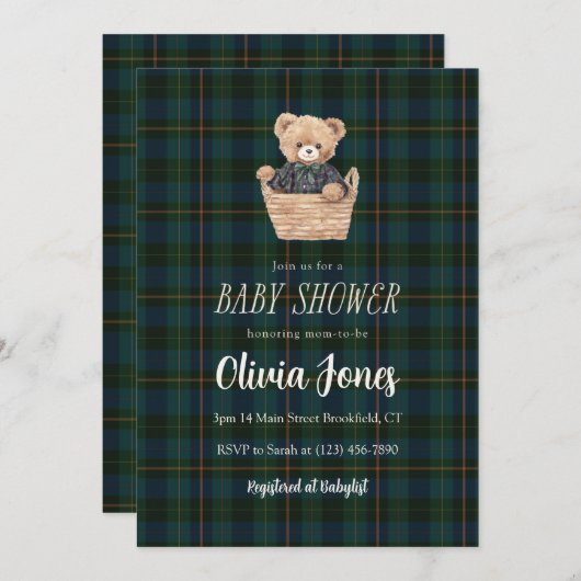 Baby Shower Invitation Card (Voorkant / Achterkant)