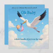 Baby Shower Invitation Card  Kaart (Voorkant / Achterkant)