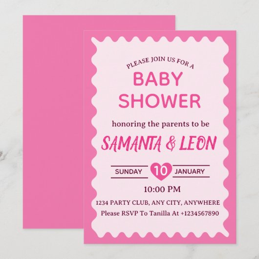 Baby Shower Invitation Card Kaart (Voorkant / Achterkant)