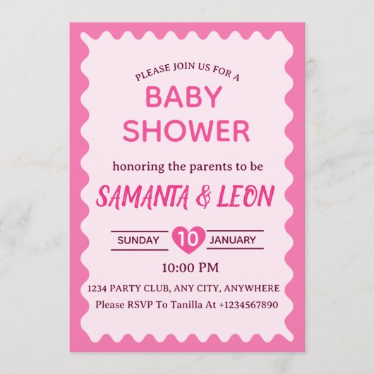 Baby Shower Invitation Card Kaart (Voorkant)