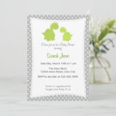 baby shower Invitation Cute Dinosaur Grey Green Kaart (Staand voorkant)