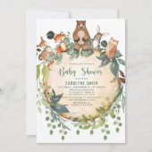 Baby shower Invitation Cute Woodland Animals Rusti Kaart (Voorkant)