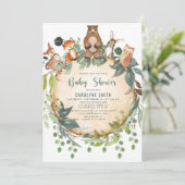 Baby shower Invitation Cute Woodland Animals Rusti Kaart (Staand voorkant)