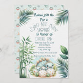 Baby Shower Invitation Dinosaur Dino Mite Party Kaart (Voorkant / Achterkant)