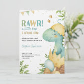 Baby shower invitation featuring a dinosaur  kaart (Staand voorkant)