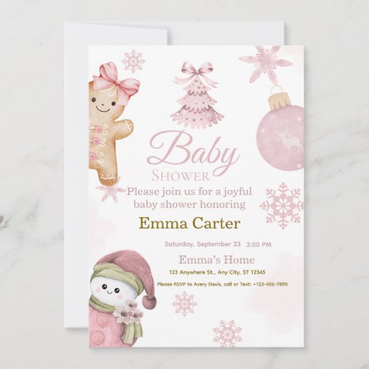Baby Shower Invitation Feestdagenkaart (Voorkant)
