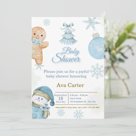 Baby Shower Invitation Feestdagenkaart (Staand voorkant)