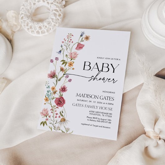 Baby shower Invitation Floral Kaart