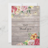 Baby shower Invitation Floral Wood & String Lights Kaart (Achterkant)