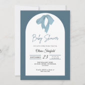 Baby Shower Invitation for Boy – Blue Bow, Modern Kaart (Voorkant)