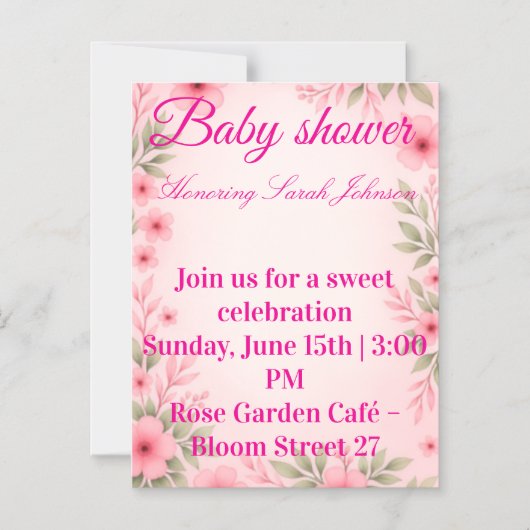 Baby shower invitation for girl  magnetische uitnodiging (Voorkant)