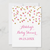 baby shower Invitation Gold Pink Fuchsia Confetti Kaart (Voorkant)