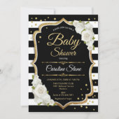 Baby shower Invitation Gold Zwart Wit Kaart (Voorkant)