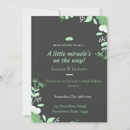 Baby Shower Invitation Green & Black Kaart