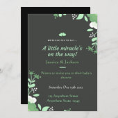 Baby Shower Invitation Green & Black Kaart (Voorkant / Achterkant)
