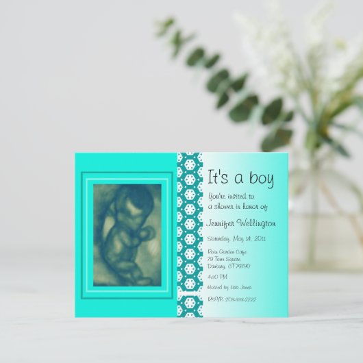 baby shower Invitation Green Ultrasound Kaart (Staand voorkant)