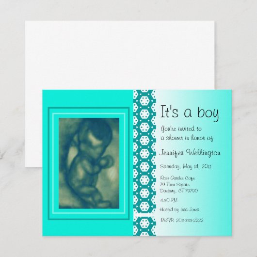 baby shower Invitation Green Ultrasound Kaart (Voorkant / Achterkant)