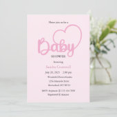 Baby shower Invitation, Heart Script Baby Kaart (Staand voorkant)