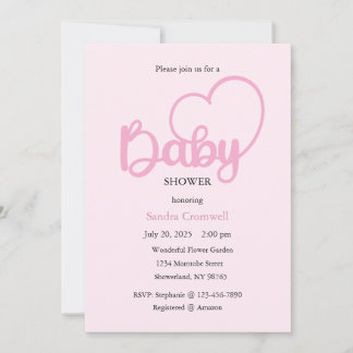 Baby shower Invitation, Heart Script Baby Kaart