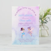 "Baby shower Invitation in Paarse & Lichtblauw" Save The Date (Staand voorkant)