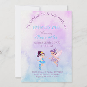 "Baby shower Invitation in Paarse & Lichtblauw" Save The Date