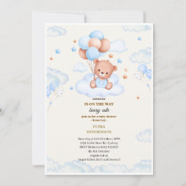 Baby shower invitation in the shape of a blue  kaart