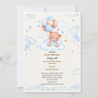 Baby shower invitation in the shape of a blue kaart