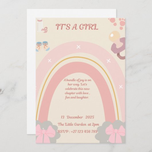 Baby shower invitation kaart (Voorkant / Achterkant)