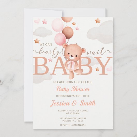 Baby shower Invitation Kaart Girl (Voorkant)