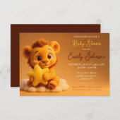 Baby Shower Invitation – Little Lion & Star Save The Date (Voorkant / Achterkant)