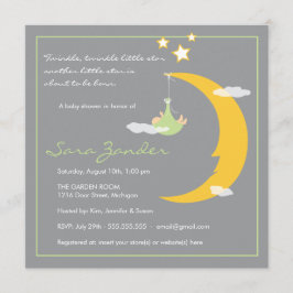 Baby shower Invitation Moon and Stars Kaart