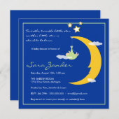 Baby shower Invitation Moon and Stars Kaart (Voorkant / Achterkant)