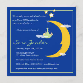 Baby shower Invitation Moon and Stars Kaart