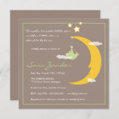 Baby shower Invitation Moon and Stars Kaart (Voorkant / Achterkant)