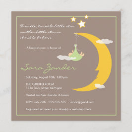 Baby shower Invitation Moon and Stars Kaart