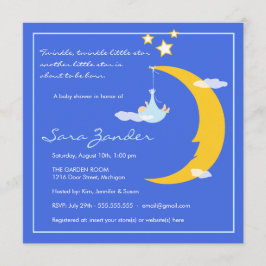 Baby shower Invitation Moon and Stars Kaart