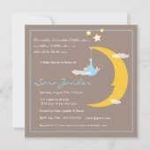 Baby shower Invitation Moon and Stars Kaart (Voorkant)