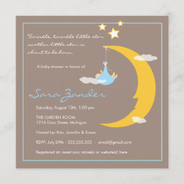 Baby shower Invitation Moon and Stars Kaart