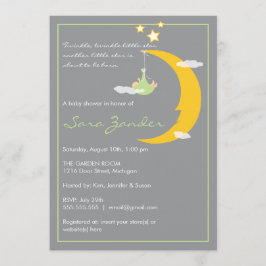 Baby shower Invitation Moon and Stars Kaart