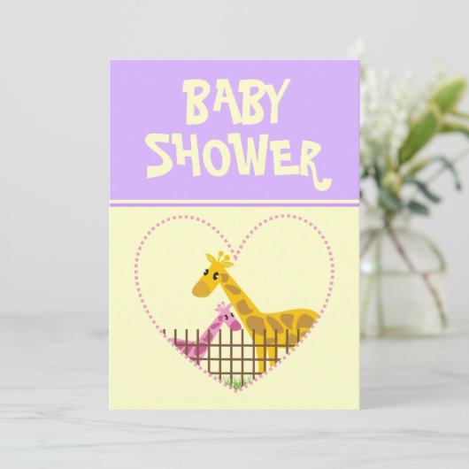 Baby shower Invitation-Paarse Kaart (Staand voorkant)