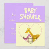 Baby shower Invitation-Paarse Kaart (Voorkant / Achterkant)