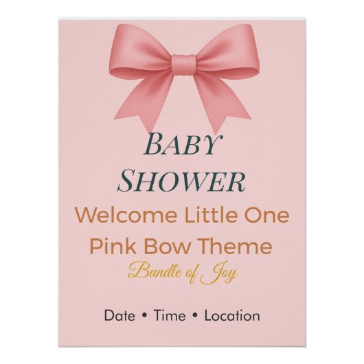 Baby Shower Invitation | Pink Bow | Bundle of Joy Perfect Poster (Voorkant)