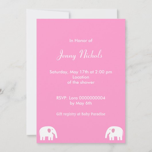 Baby shower Invitation-Pink Kaart (Achterkant)