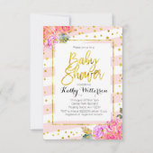 Baby shower Invitation Pink Peach Gold Kaart (Voorkant)