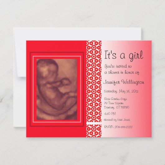 baby shower Invitation Red Ultrasound Kaart (Voorkant)