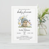 Baby Shower Invitation Simple Flowers Bunny Kaart (Staand voorkant)