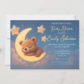 Baby Shower Invitation – Teddy Bear on the Moon Kaart (Voorkant)