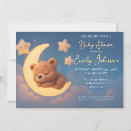 Baby Shower Invitation – Teddy Bear on the Moon Kaart